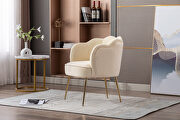Cream white velvet fabric accent chair with gold legs by La Spezia additional picture 2