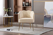 Cream white velvet fabric accent chair with gold legs by La Spezia additional picture 3