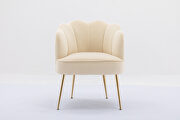 Cream white velvet fabric accent chair with gold legs by La Spezia additional picture 5