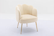 Cream white velvet fabric accent chair with gold legs by La Spezia additional picture 7