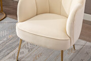 Cream white velvet fabric accent chair with gold legs by La Spezia additional picture 8