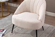 Cotton linen fabric accent chair with black metal legs in creame white by La Spezia additional picture 2