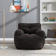 Dark gray teddy fabric soft tufted foam bean bag chair by La Spezia additional picture 7
