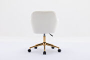 Ivory white velvet fabric adjustable height office chair with gold metal legs by La Spezia additional picture 7