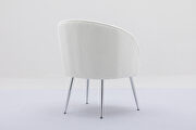 Ivory white soft teddy fabric accent dining chair with shining electroplated chrome legs by La Spezia additional picture 8