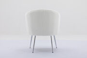 Ivory white soft teddy fabric accent dining chair with shining electroplated chrome legs by La Spezia additional picture 10