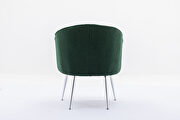 Dark green soft teddy fabric accent dining chair with shining electroplated chrome legs by La Spezia additional picture 11
