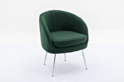 Dark green soft teddy fabric accent dining chair with shining electroplated chrome legs by La Spezia additional picture 12