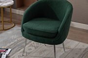 Dark green soft teddy fabric accent dining chair with shining electroplated chrome legs by La Spezia additional picture 3