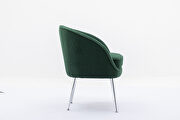 Dark green soft teddy fabric accent dining chair with shining electroplated chrome legs by La Spezia additional picture 8