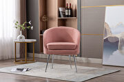 Pink soft teddy fabric accent dining chair with shining electroplated chrome legs by La Spezia additional picture 3