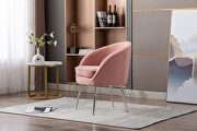 Pink soft teddy fabric accent dining chair with shining electroplated chrome legs by La Spezia additional picture 4