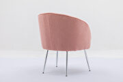 Pink soft teddy fabric accent dining chair with shining electroplated chrome legs by La Spezia additional picture 6
