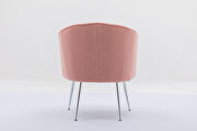 Pink soft teddy fabric accent dining chair with shining electroplated chrome legs by La Spezia additional picture 9