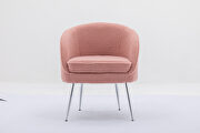 Pink soft teddy fabric accent dining chair with shining electroplated chrome legs by La Spezia additional picture 10