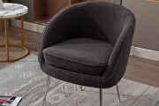Dark gray soft teddy fabric accent dining chair with shining electroplated chrome legs by La Spezia additional picture 4