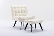 Modern soft teddy fabric material accent chair with ottoman in white by La Spezia additional picture 2