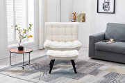 Modern soft teddy fabric material accent chair with ottoman in white by La Spezia additional picture 3