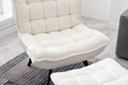 Modern soft teddy fabric material accent chair with ottoman in white by La Spezia additional picture 10