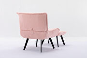 Modern soft teddy fabric material large width accent chair leisure chair armchair tv chair bedroom chair with ottoman black legs for indoor home and living roompink by La Spezia additional picture 4