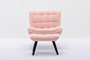 Modern soft teddy fabric material large width accent chair leisure chair armchair tv chair bedroom chair with ottoman black legs for indoor home and living roompink by La Spezia additional picture 6