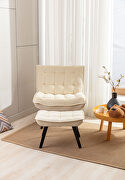 Modern soft white velvet fabric accent chair with ottoman by La Spezia additional picture 2