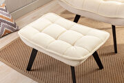 Modern soft white velvet fabric accent chair with ottoman by La Spezia additional picture 11