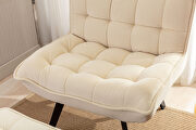 Modern soft white velvet fabric accent chair with ottoman by La Spezia additional picture 4