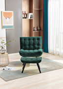 Modern soft dark green velvet fabric large accent chair with ottoman by La Spezia additional picture 4