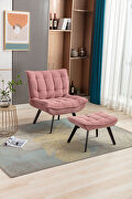 Modern soft pink velvet fabric large accent chair with ottoman by La Spezia additional picture 4