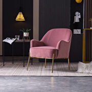 Modern new soft velvet material pink ergonomics accent chair living room additional photo 2 of 18