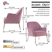 Modern new soft velvet material pink ergonomics accent chair living room additional photo 3 of 18