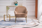 Modern new soft velvet material brown ergonomics accent chair living room additional photo 2 of 16
