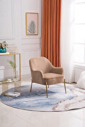 Modern new soft velvet material brown ergonomics accent chair living room additional photo 3 of 16
