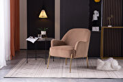Modern new soft velvet material brown ergonomics accent chair living room additional photo 4 of 16
