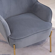 Modern new soft velvet material gray ergonomics accent chair living room additional photo 2 of 16