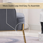 Modern new soft velvet material gray ergonomics accent chair living room additional photo 3 of 16