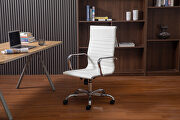 High back office chair home desk chair pu leather white additional photo 2 of 17