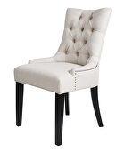 Beige fabric dining chairs with nailheads style (2 pcs set） additional photo 3 of 11