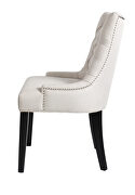 Beige fabric dining chairs with nailheads style (2 pcs set） additional photo 4 of 11