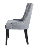 Gray fabric dining chairs with nailheads style (2 pcs set） additional photo 2 of 6