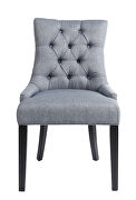 Gray fabric dining chairs with nailheads style (2 pcs set） additional photo 4 of 6