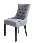 Gray fabric dining chairs with nailheads style (2 pcs set） additional photo 5 of 6