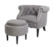 Gray fabric upholstery accent chair with storage ottoman set by La Spezia additional picture 11