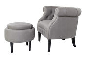 Gray fabric upholstery accent chair with storage ottoman set by La Spezia additional picture 12