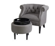 Gray fabric upholstery accent chair with storage ottoman set by La Spezia additional picture 13