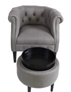 Gray fabric upholstery accent chair with storage ottoman set by La Spezia additional picture 14