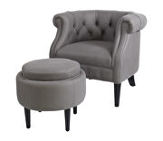 Gray fabric upholstery accent chair with storage ottoman set by La Spezia additional picture 15