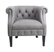 Gray fabric upholstery accent chair with storage ottoman set by La Spezia additional picture 4