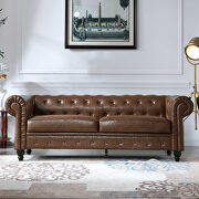 Retro style brown pu couch chesterfield sofas additional photo 4 of 16